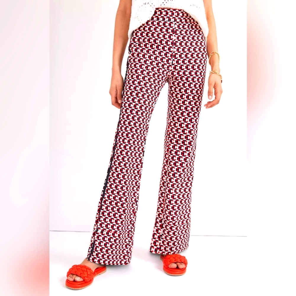 Anthropologie Red and Black Zigzag High Rise Trousers..SIZE:XS